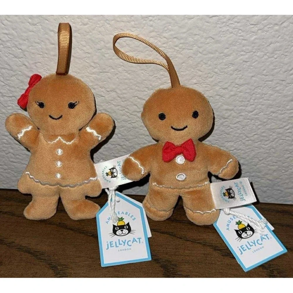 JellyCat Fred Ruby Festive Folly Plush Gingerbread Retired AUTHENTIC Set 2 NWT